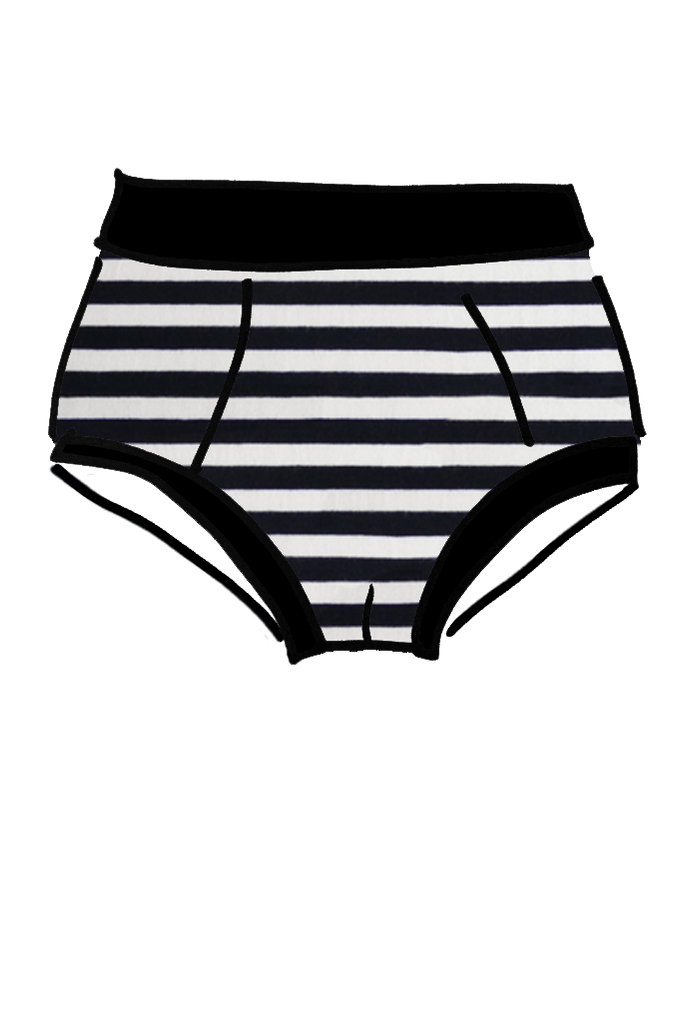 Brief Black and Vanilla Stripe - one med & XL