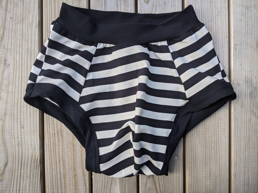 Brief Black and Vanilla Stripe - one med & XL