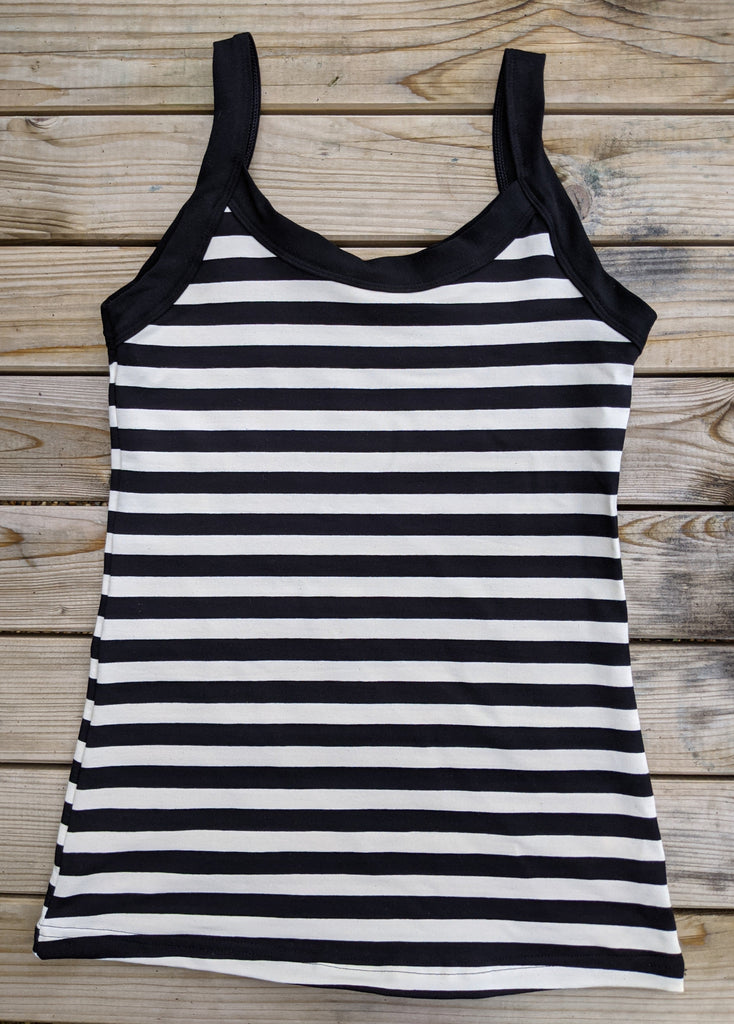 Seconds Cami Top Black and Vanilla Stripe - L, XL & XXL
